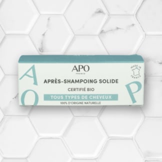 boite après-shampoing solide bio APO France